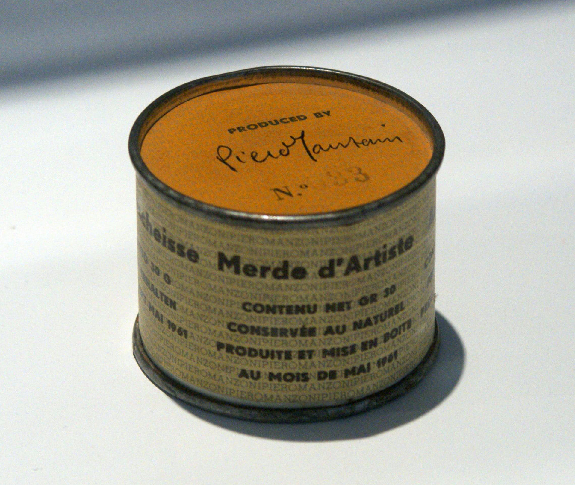 €275,000 for a Tin of Artist's Poop. Contents Unconfirmed. Piero Manzoni, Merda d'Artista No. 69. Sold in 2016. What's inside has never been verified.